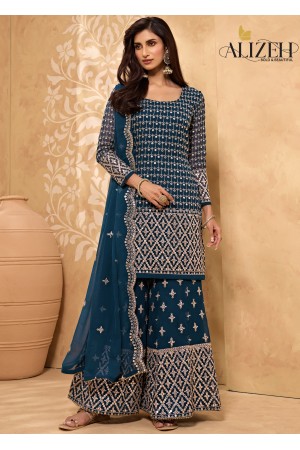 Blue Georgette With Santoon Inner Sharara 